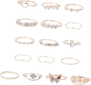 Rings for Women Set 16pcs Unique Design Fidget Rings Trendy Finger Jewelry for Grandma and Stylish