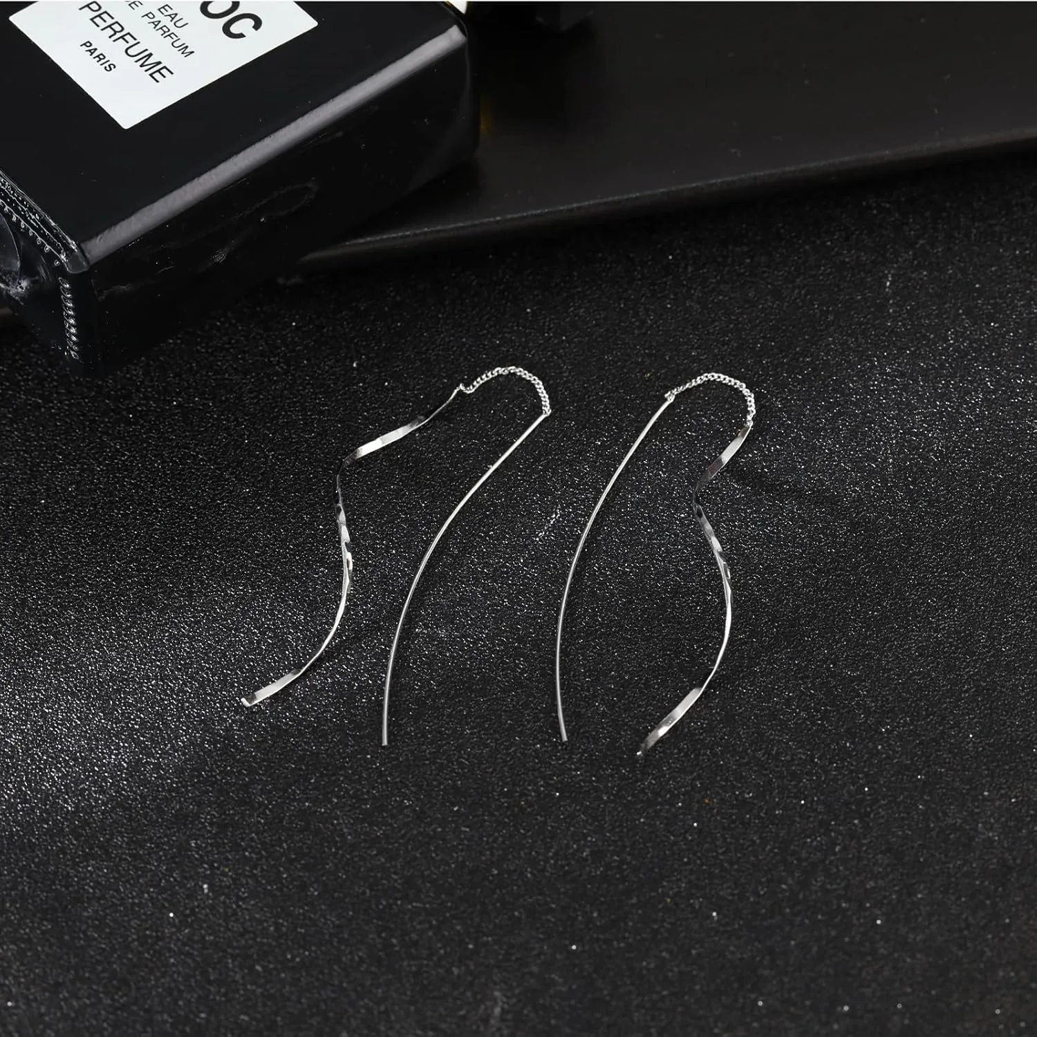 Ritach Sterling Silver Dangle Earrings for Women Trendy, Long Silver Threader Earrings Dainty Minimalist Dangling Drop Earrings for Prom Party