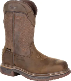 ROCKY Square Toe Internal Met Guard Western Boot with TPU Heel Counter, Distressed Brown, Size 9(W)