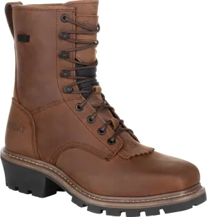 ROCKY Square Toe Logger Composite Toe Waterproof Work Boot, Dark Brown, Size 14(W)