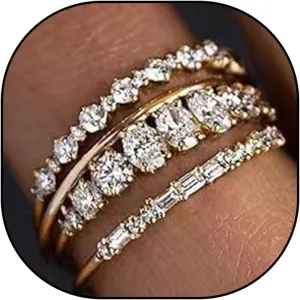 Roe Dolph Gold Rings That Don't Tarnish 14K Gold Plated Stackable Rings for Women Non Tarnish Gold Cubic Zirconia Engagement Rings Fake Wedding Bands Travel Engagement Rings Set