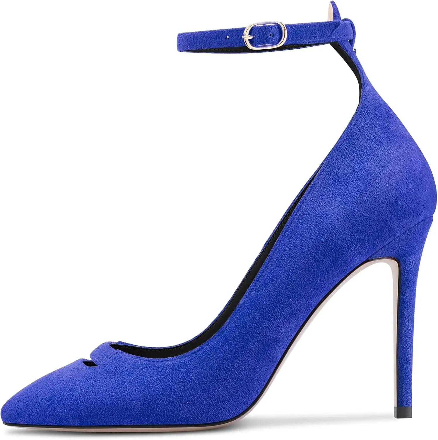Saekcted Women Stiletto High Heel Pointed Toe Pumps Ankle Strap Wedding Dress Cute 3.9 Inches Heels