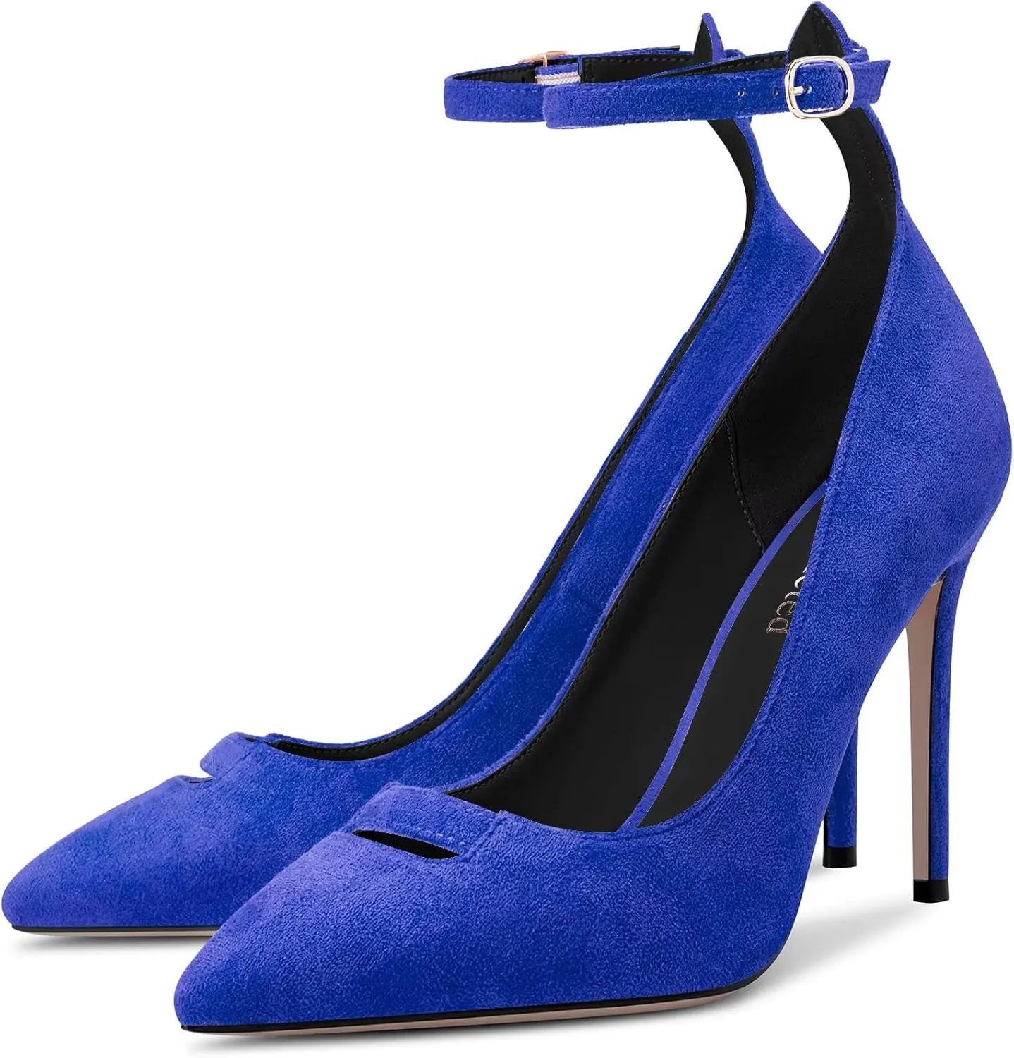 Saekcted Women Stiletto High Heel Pointed Toe Pumps Ankle Strap Wedding Dress Cute 3.9 Inches Heels