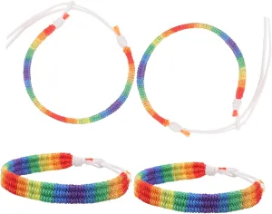 SAFIGLE Elegant Rainbow Wrist Chain 4pcs Woven Bead Bracelet Fashion Jewelry for Women Men