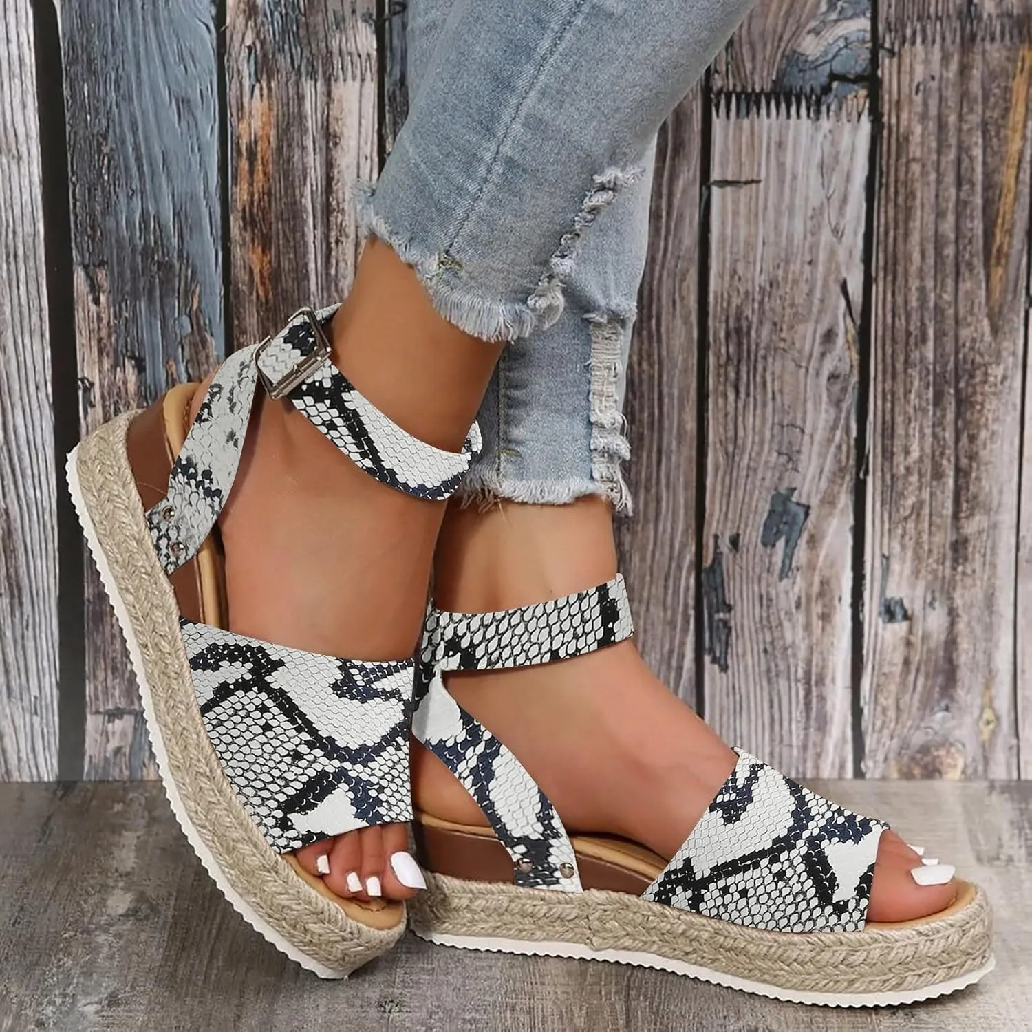 Sandals for Women 2025 Platform Sandal Espadrille Wedge Comfortable Ankle Strap Open Toe Shoes for Walking