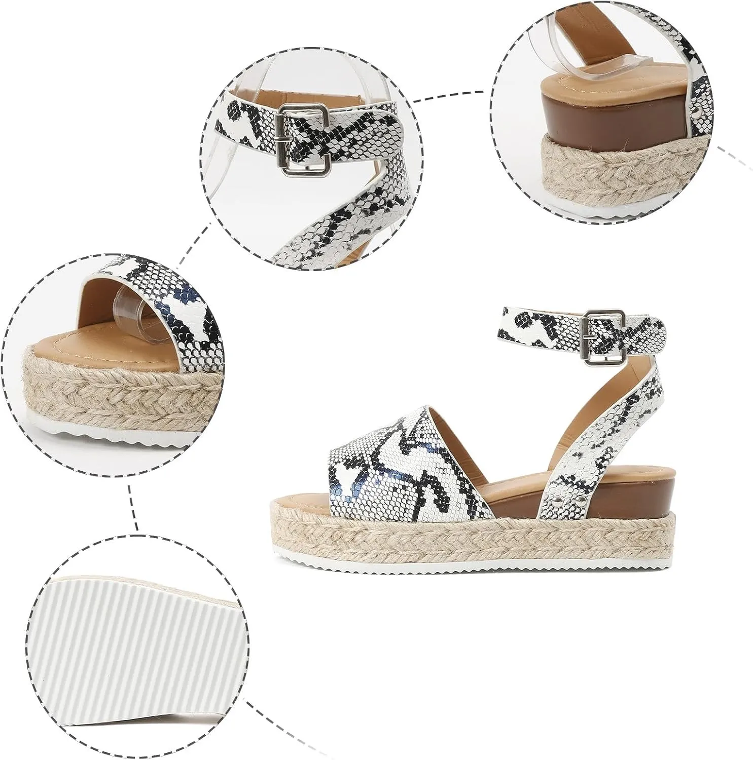 Sandals for Women 2025 Platform Sandal Espadrille Wedge Comfortable Ankle Strap Open Toe Shoes for Walking