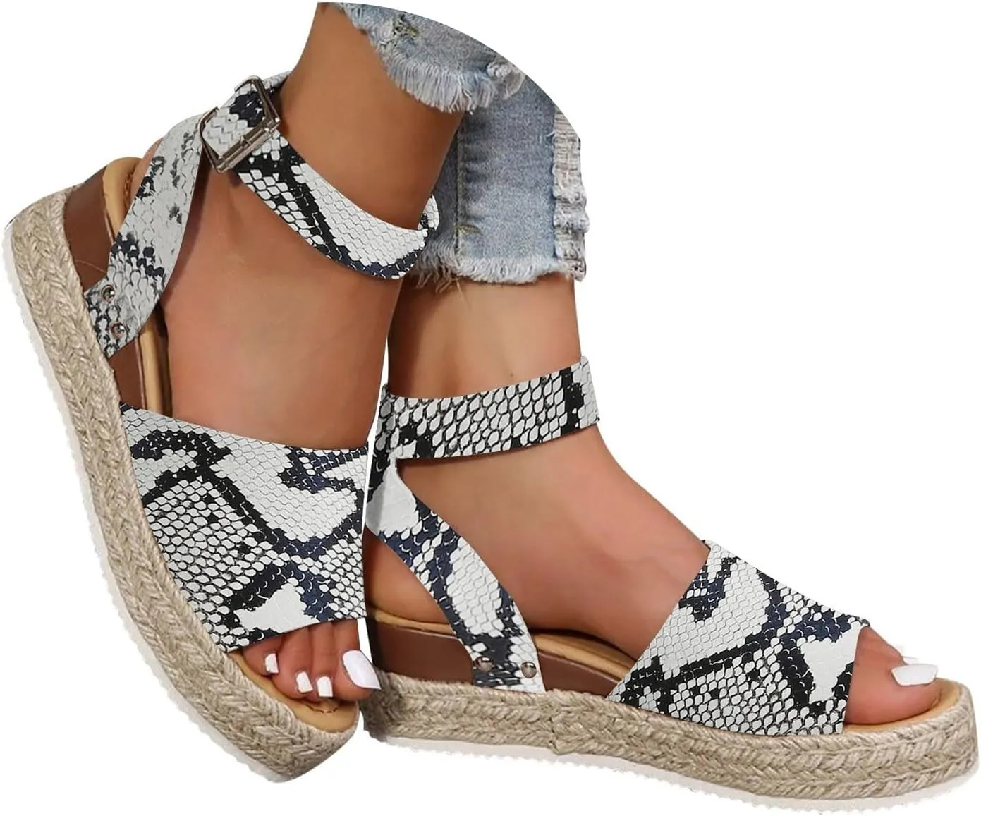 Sandals for Women 2025 Platform Sandal Espadrille Wedge Comfortable Ankle Strap Open Toe Shoes for Walking