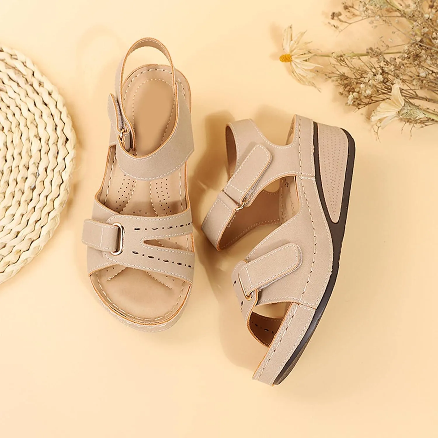 Sandals Womens Summer Wedge Sandals for Women Comfort Ankle Strap Walking Shoes Platform Beach Sandals Boho Sandal