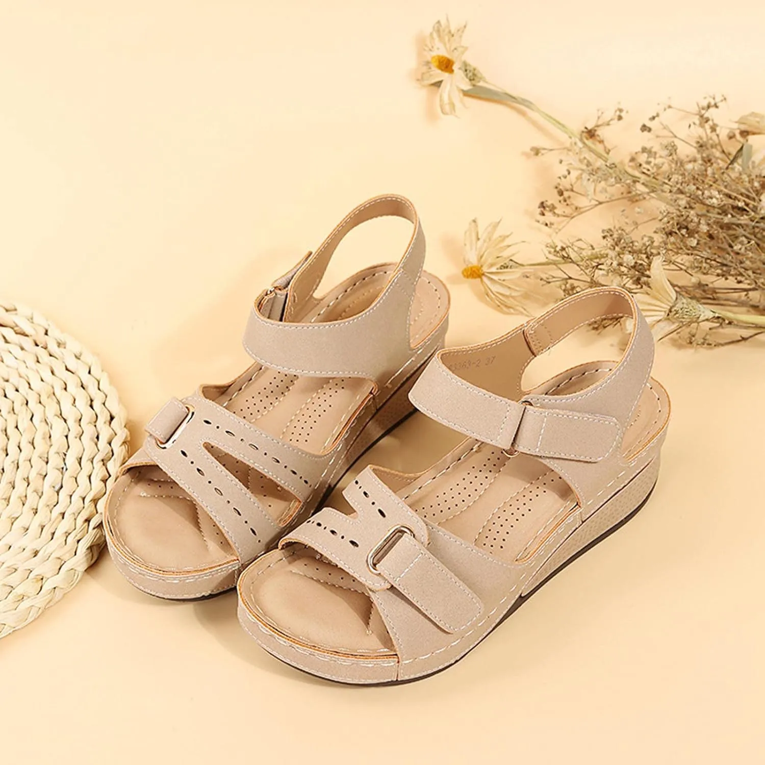 Sandals Womens Summer Wedge Sandals for Women Comfort Ankle Strap Walking Shoes Platform Beach Sandals Boho Sandal