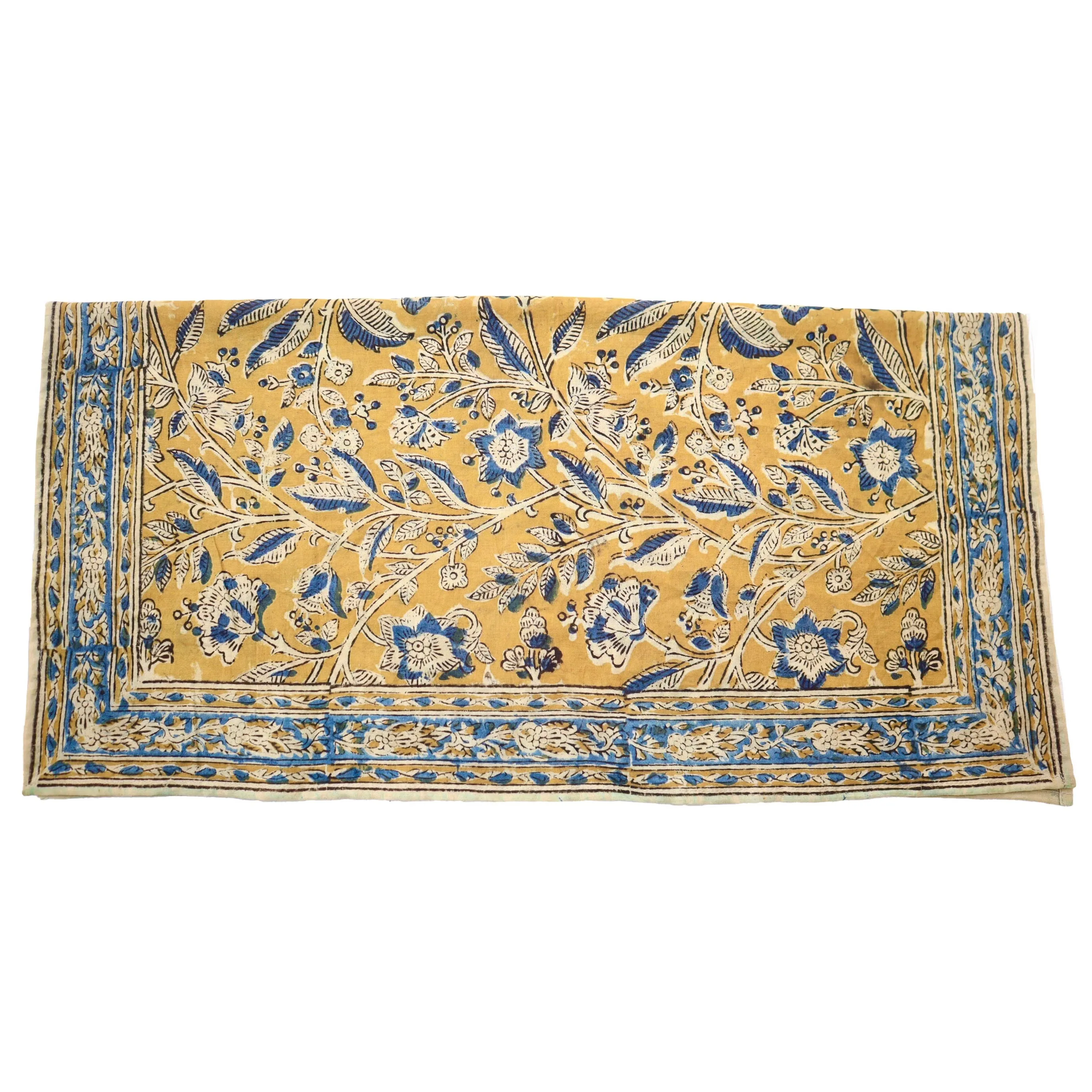 Sapphire Bloom - Kalamkari Cotton Bandana (KK1460)
