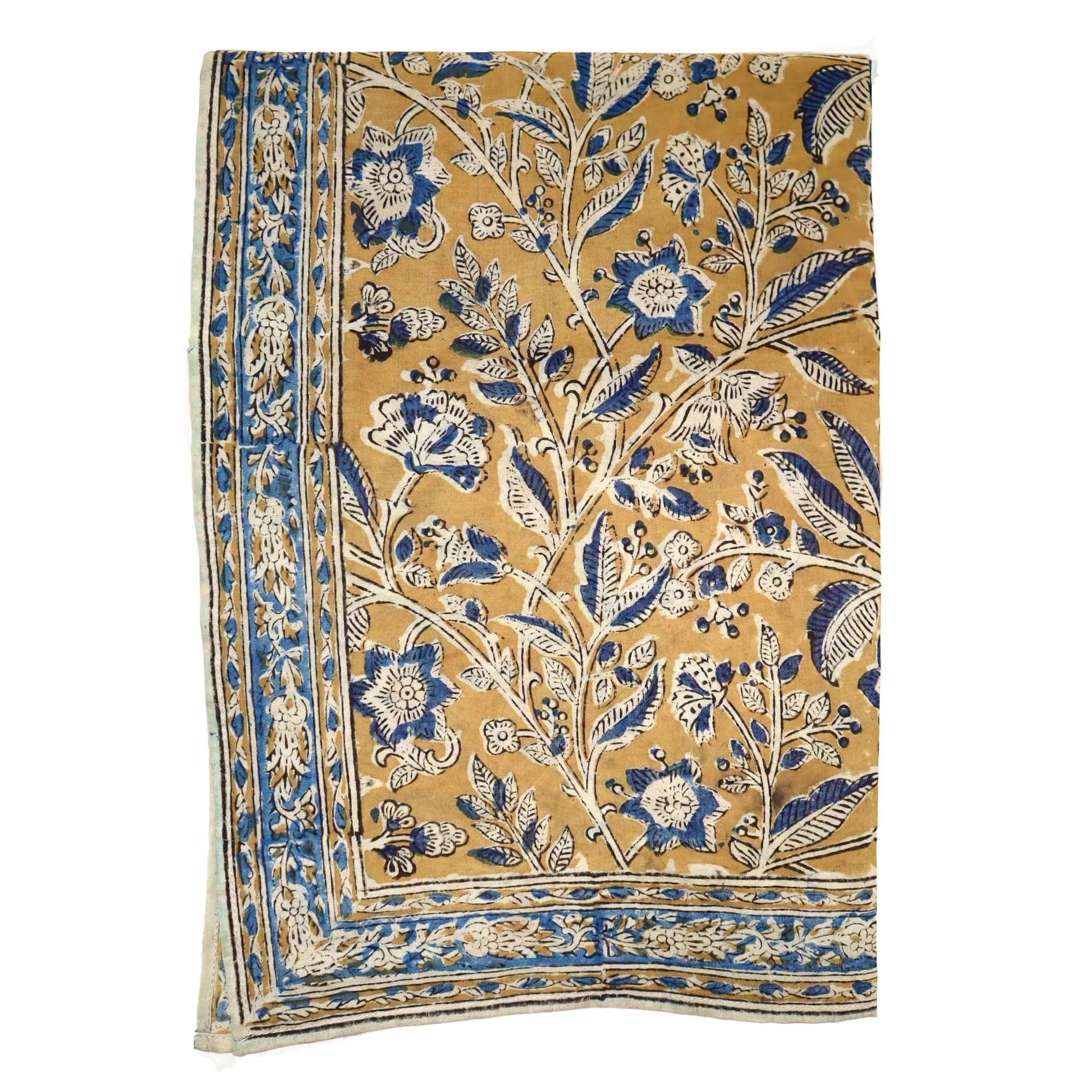 Sapphire Bloom - Kalamkari Cotton Bandana (KK1460)