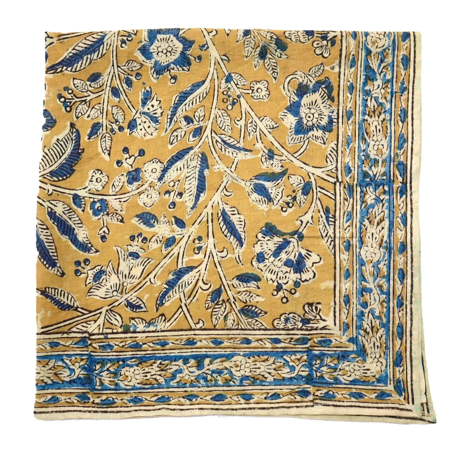 Sapphire Bloom - Kalamkari Cotton Bandana (KK1460)