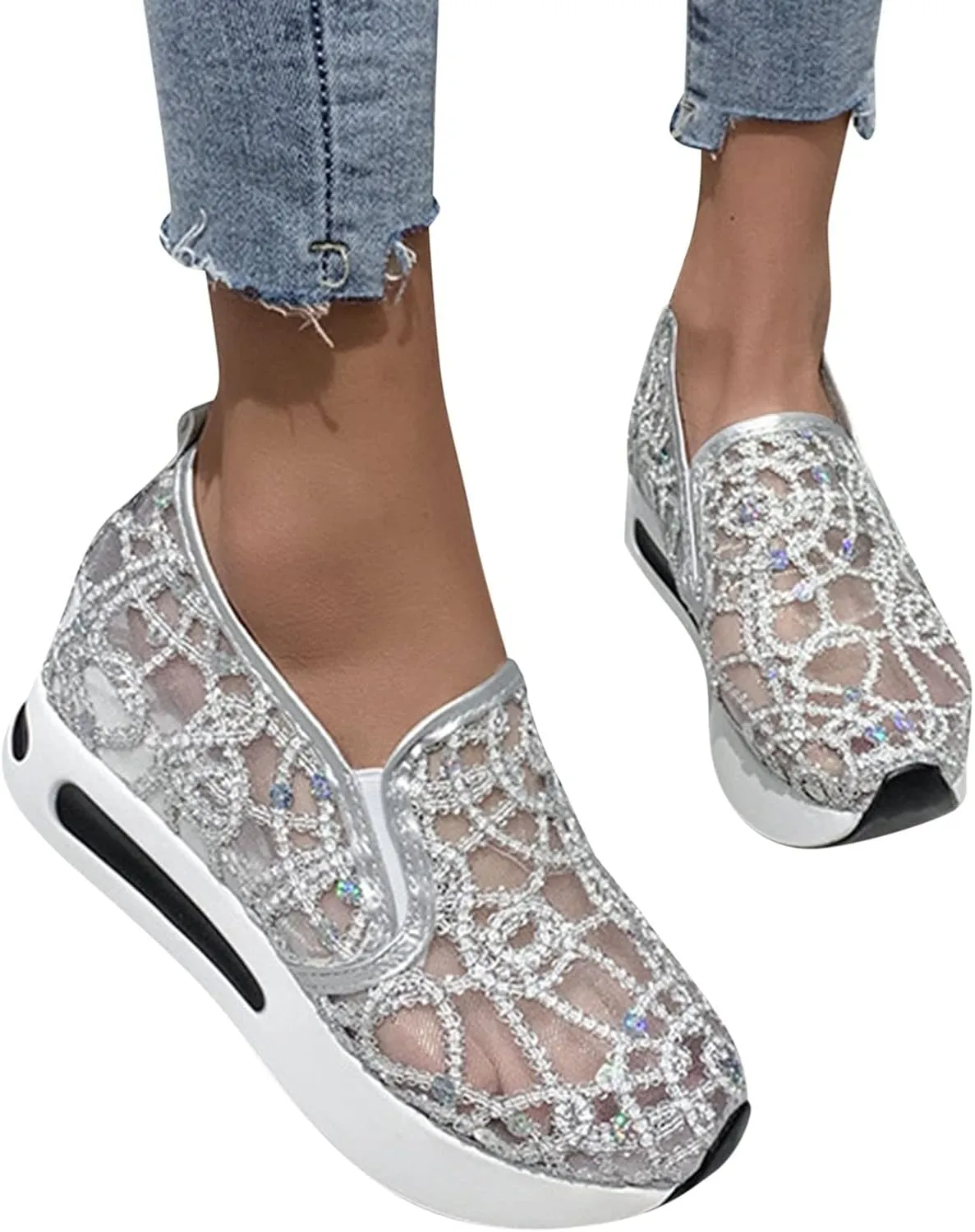 SBGMoSJ Fall High Top Sneakers for Women 2023 Zapato Antiderrapante para Mujer Trail Running Shoes for Women Plantar Fasciitis Shoes Women Black Flats Women's Slip On Shoes Winter