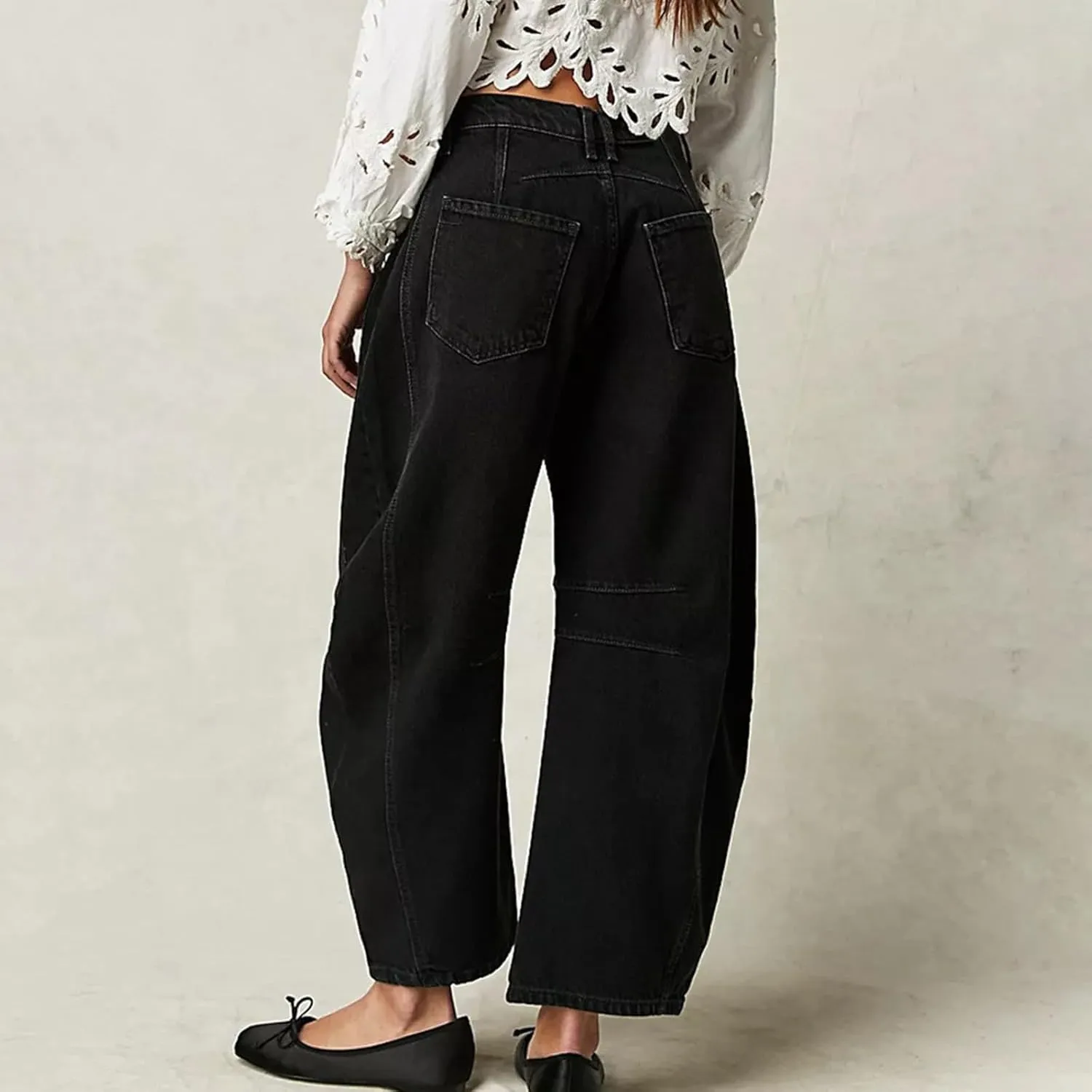 sdbrld Boyfriend Jeans for Women,Womens Baggy Mid Rise Jeans Wide Leg Loose Denim Harem Cropped Pant Vintage Barrel Jeans Y2k