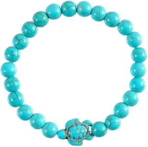 Sea Turtle Bracelet for Women Turquoise Natural Stone Elastic Stretch Wristlet Adjustable Beads Wristband Animal Charm String Family Friend