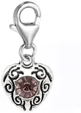 Sexy Sparkles June Birthstone Heart Charm for European Clip on Charm Jewelry with Lobster Clasp