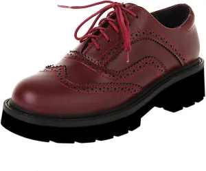 SHEMEE Women's Platform Lace Up Wingtip Oxfords Pumps Flat Low Heels Vintage Round Toe Brogues Dress Shoes