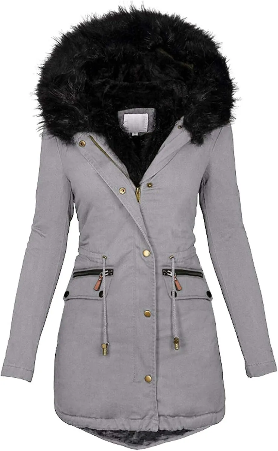 Sherpa Jackets for Women Fashion Solid Thickened Slim Winter Warm Coats Soft Shell Fuzzy Fleece Hooded Long Jacket