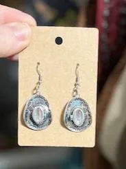 Silver Cowboy Hat Dangle Earrings