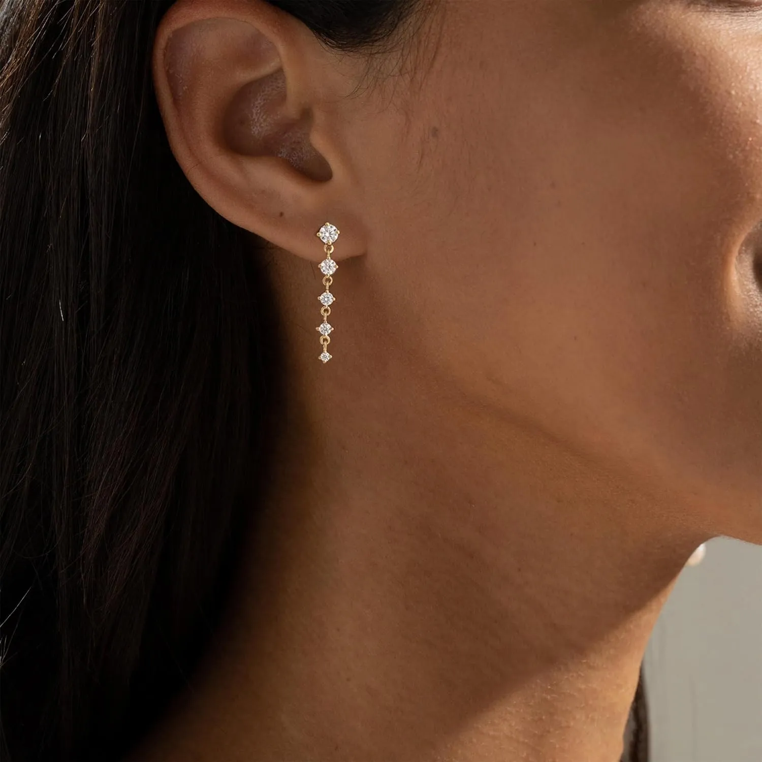 Silver Earrings for Women,Dainty Dangle Earrings Silver Plated Drop Earrings for Women Trendy Hypoallergenic CZ Stud Earrings Wedding Pearl Earrings Dangling Cute Small Hoop Earrings Jewelry