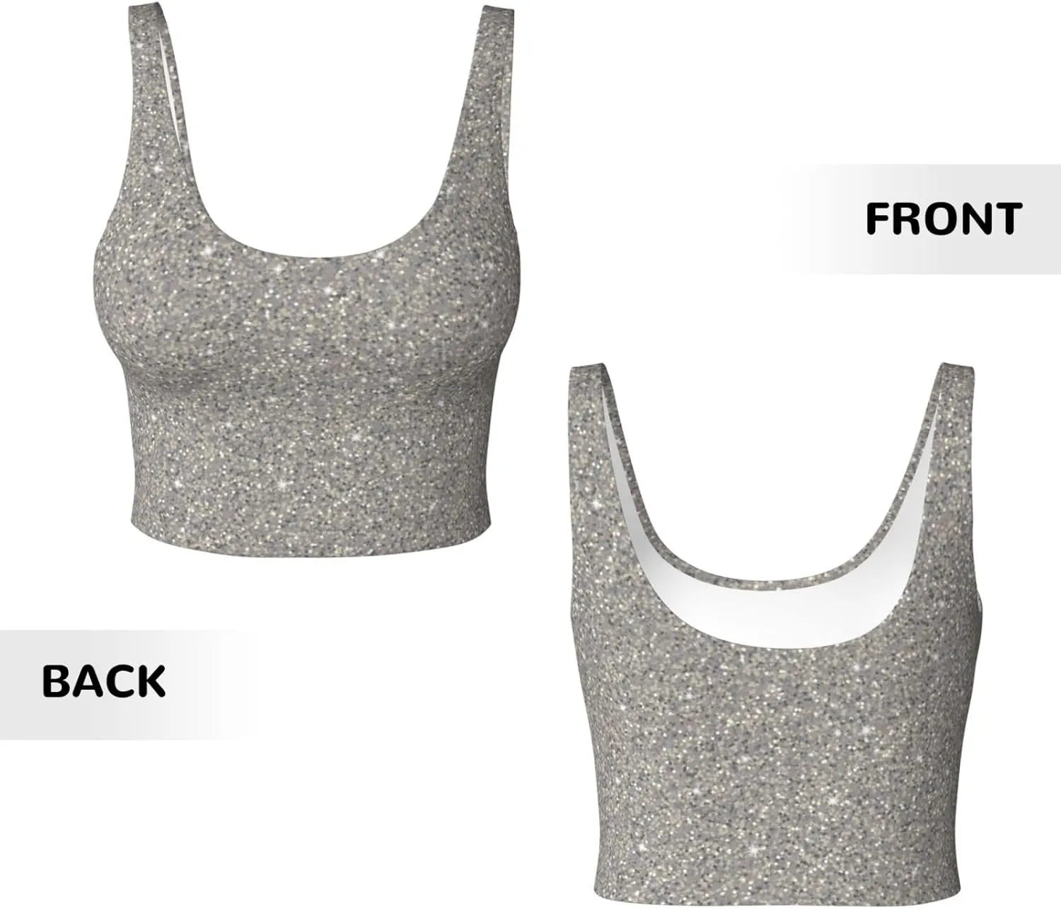 Silver Glitter Lightning Sports Bras for Women Workout Yoga Bra Crop Tops Tank Tops Athletic Tops