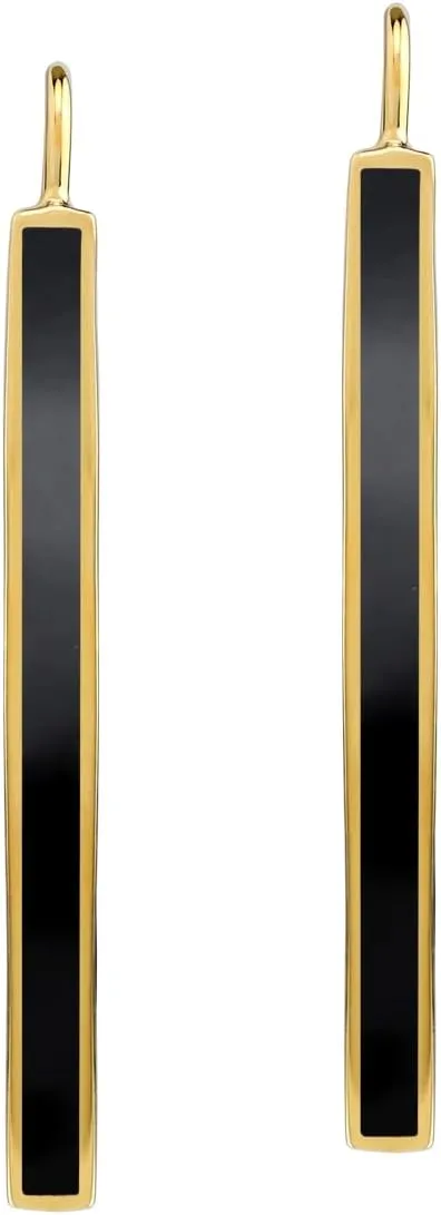 Silvershake Long Stone Inlay White Gold Plated or Yellow Gold Plated 925 Sterling Silver Linear Threader Earrings Jewelry for Women