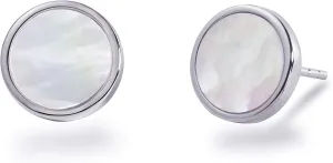 S.Leaf Shell Earrings Mother of Pearl Earrings Silver Stud Earrings for Women Hypoallergenic Earrings Round Disc Stud Earrings for Women