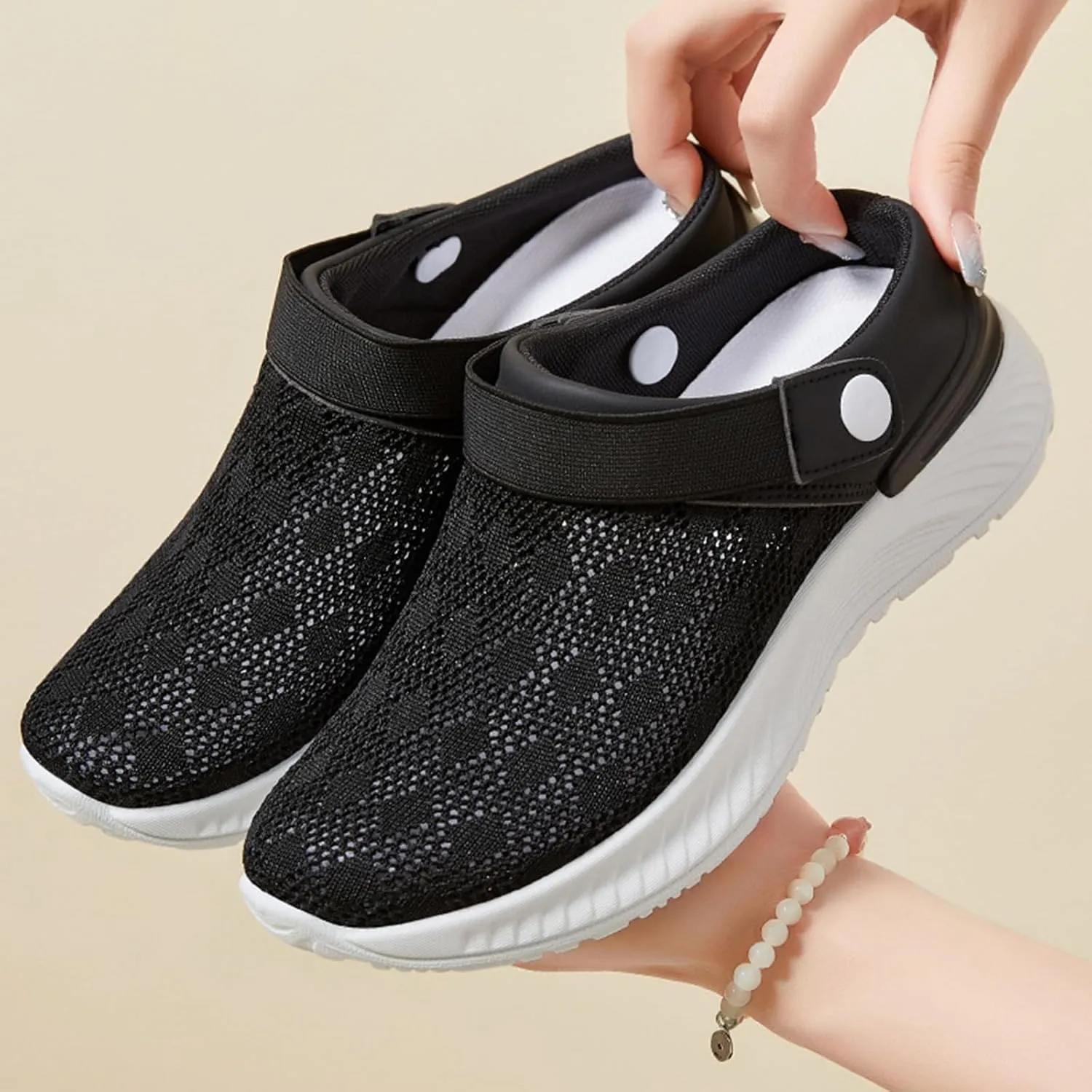 Slip On Sandals for Women Men Summer Air Cushion Platform Mesh Sneaker Breathable Mesh Walking Shoes Platform Outdoor Slippers Orthopedic Diabetic Sandals Casual Beach Shoe