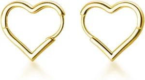 SLUYNZ Solid 925 Sterling Silver 1.6CM Heart Hoop Earrings for Women Teens Minimalist Hoop Earrings Sweet Love Heart Earrings