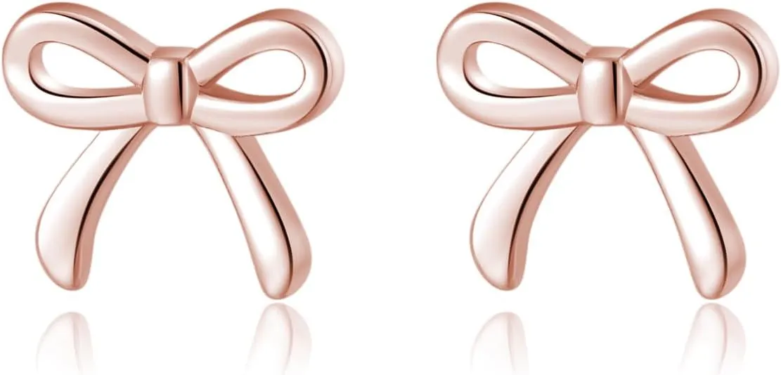 SLUYNZ Solid 925 Sterling Silver Tiny Bow Earrings Stud for Women Teens Small Bowknot post Stud Earrings