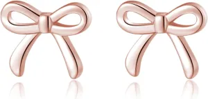 SLUYNZ Solid 925 Sterling Silver Tiny Bow Earrings Stud for Women Teens Small Bowknot post Stud Earrings