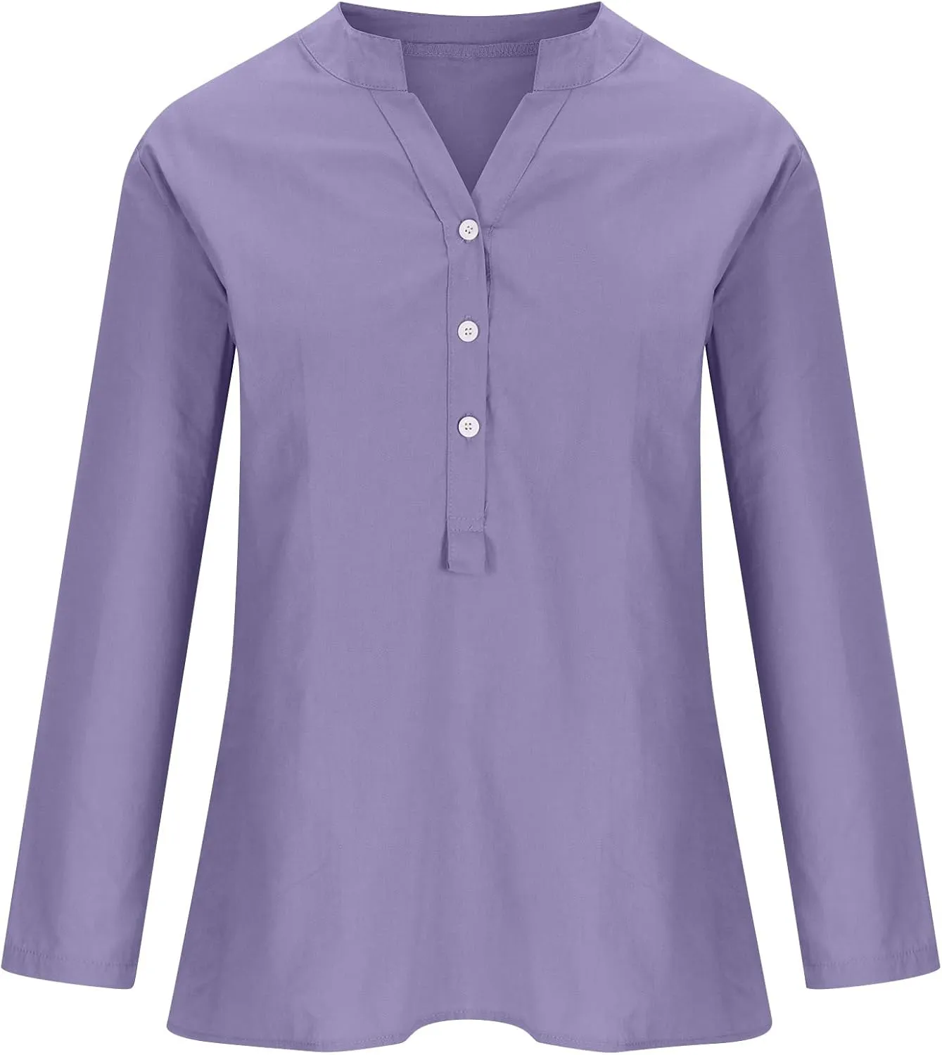 SMIDOW Linen Tops for Women Summer Plus Size Button Down Cotton Linen Shirts Long Sleeve v Neck Loose Comfy Blouse 2023