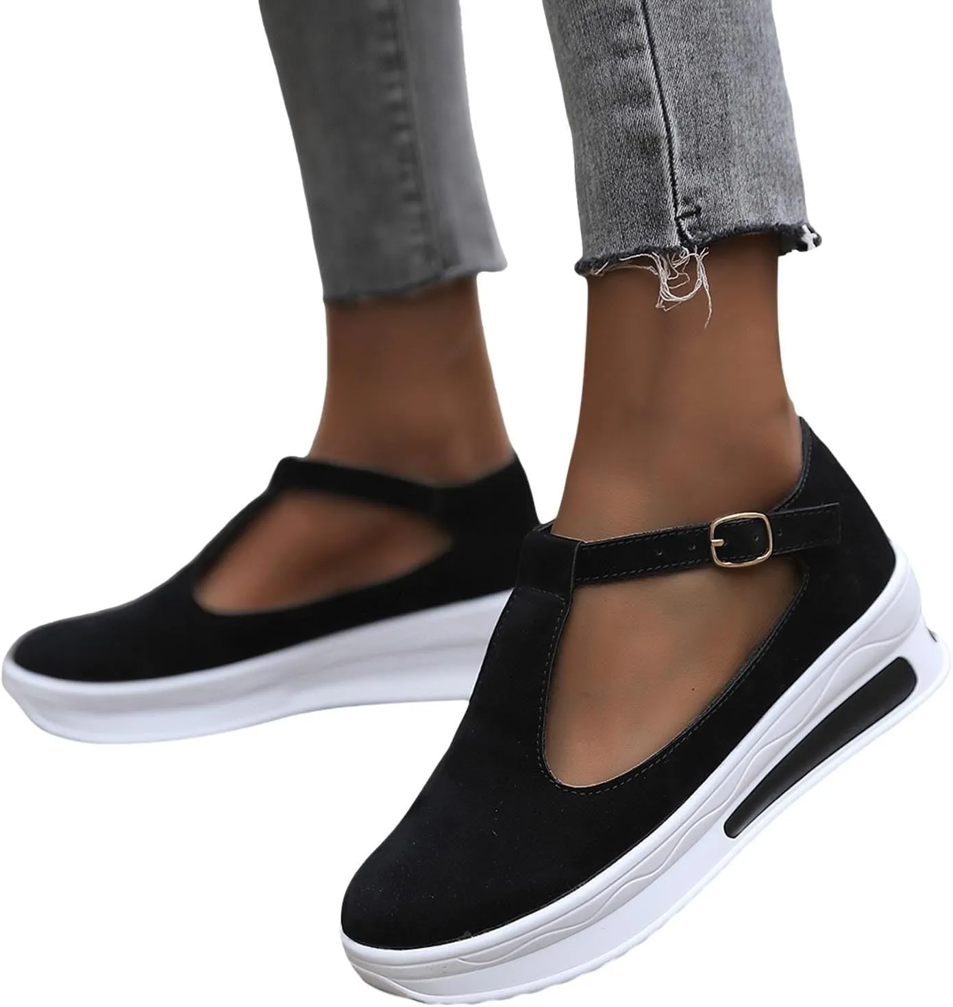 Smoneyful Womens Espadrille Wedges Flat Sandals Ankle Flock or Hollow Strappy Closed Toe Casual for Outdoor Summer Wear