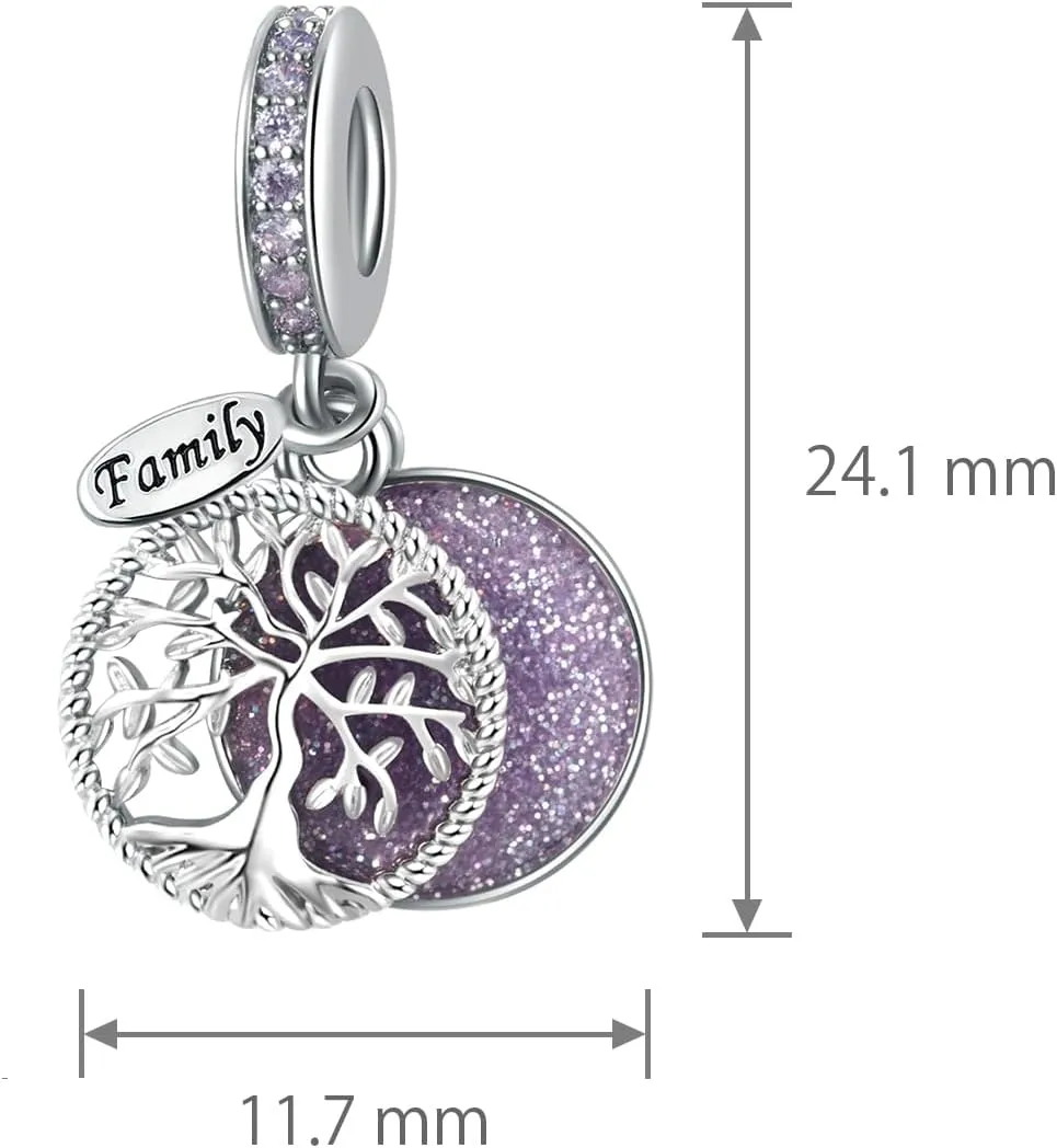 Sparkling Tree of Life Birthday Family Charm Compatible with Pandora Charms Bracelets for Women Christmas Birthday Jewelry Gift