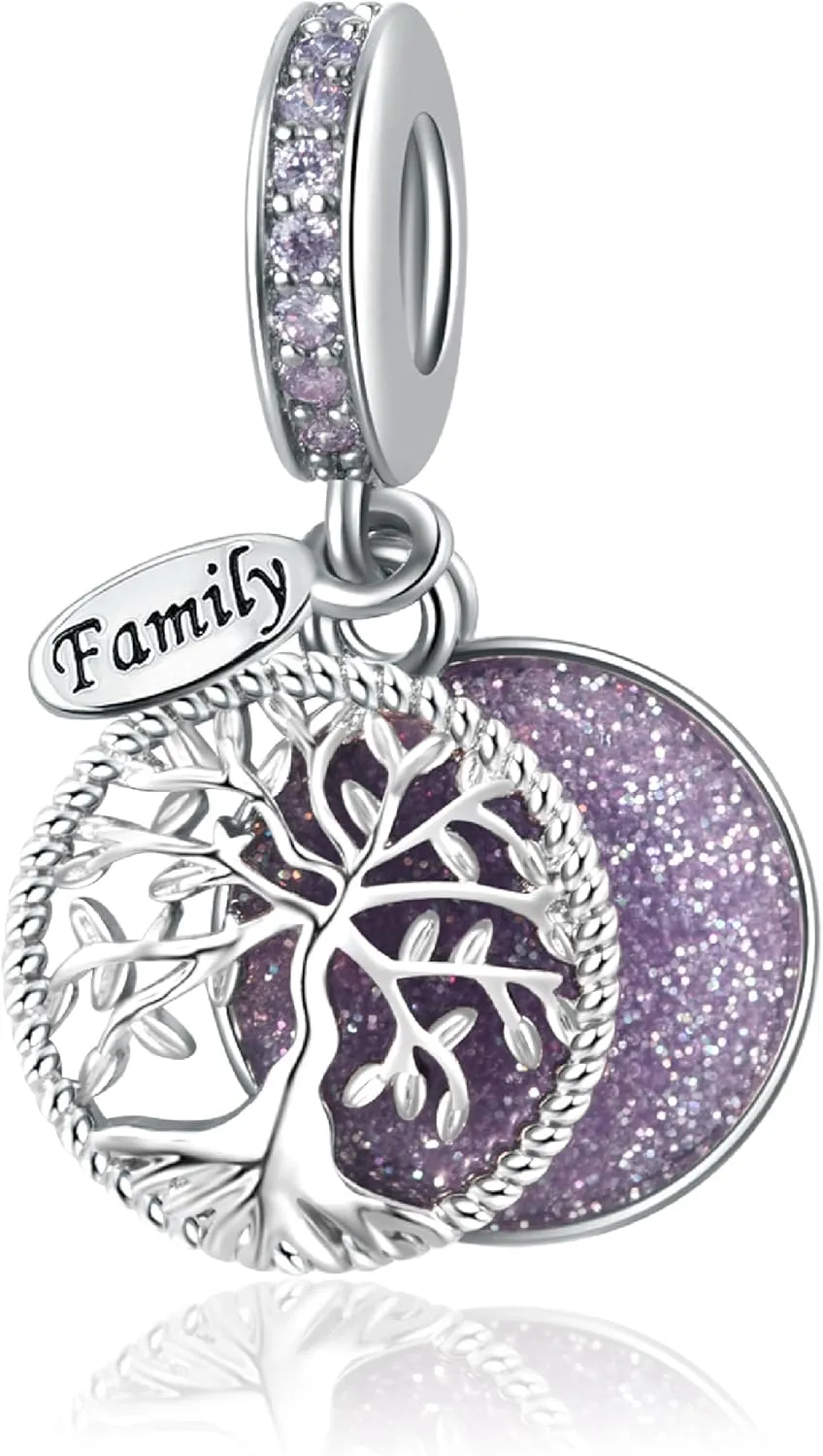 Sparkling Tree of Life Birthday Family Charm Compatible with Pandora Charms Bracelets for Women Christmas Birthday Jewelry Gift