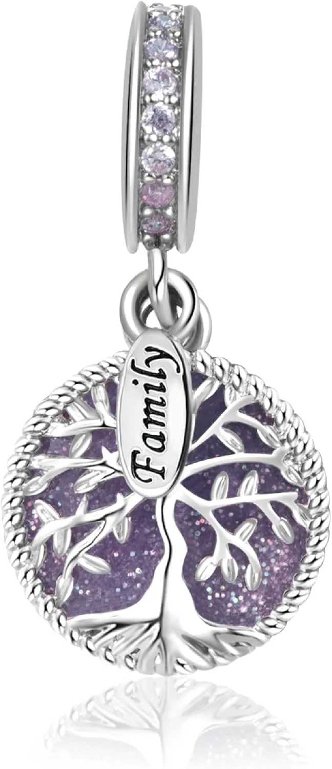 Sparkling Tree of Life Birthday Family Charm Compatible with Pandora Charms Bracelets for Women Christmas Birthday Jewelry Gift