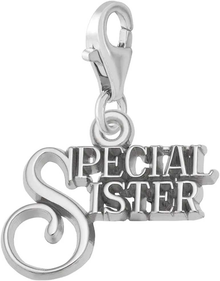 Special Sister Charm with Lobster Claw Clasp, Charms for Bracelets and Necklaces
