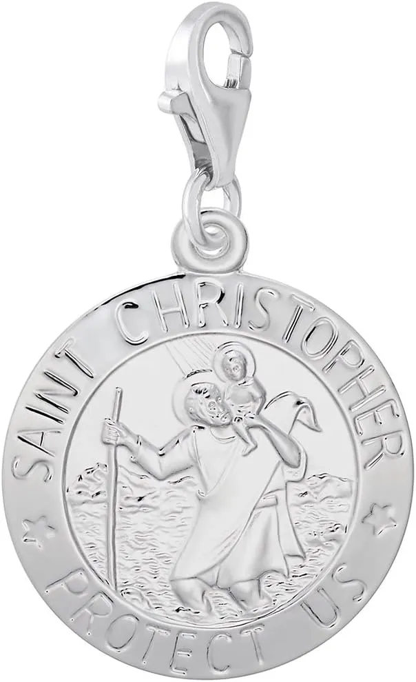 St Christopher Charm with Lobster Claw Clasp, Charms for Bracelets and Necklaces