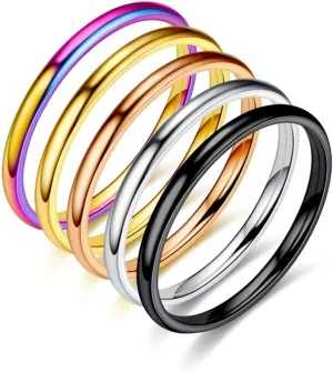 Stacking Fashion Thin Midi Rings Comfort Fit Stainless Steel Women's Stackable Plain Engagement Wedding Ring Band
