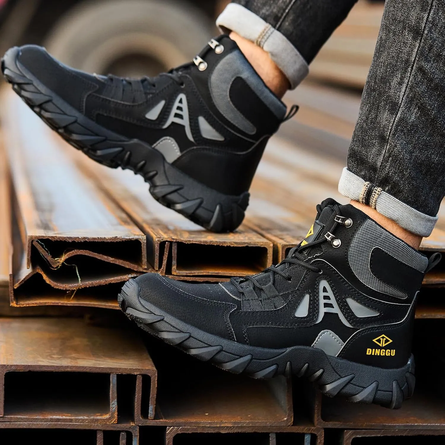 Steel Toe Boots for Men Safety Work Boots ComfortableIndestructible Industrial & Construction Shoes Mens Composite Toe Boots