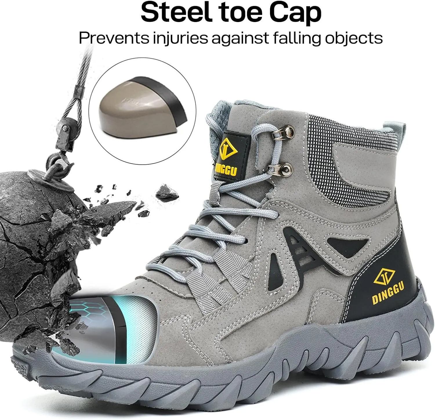 Steel Toe Boots for Men Safety Work Boots ComfortableIndestructible Industrial & Construction Shoes Mens Composite Toe Boots