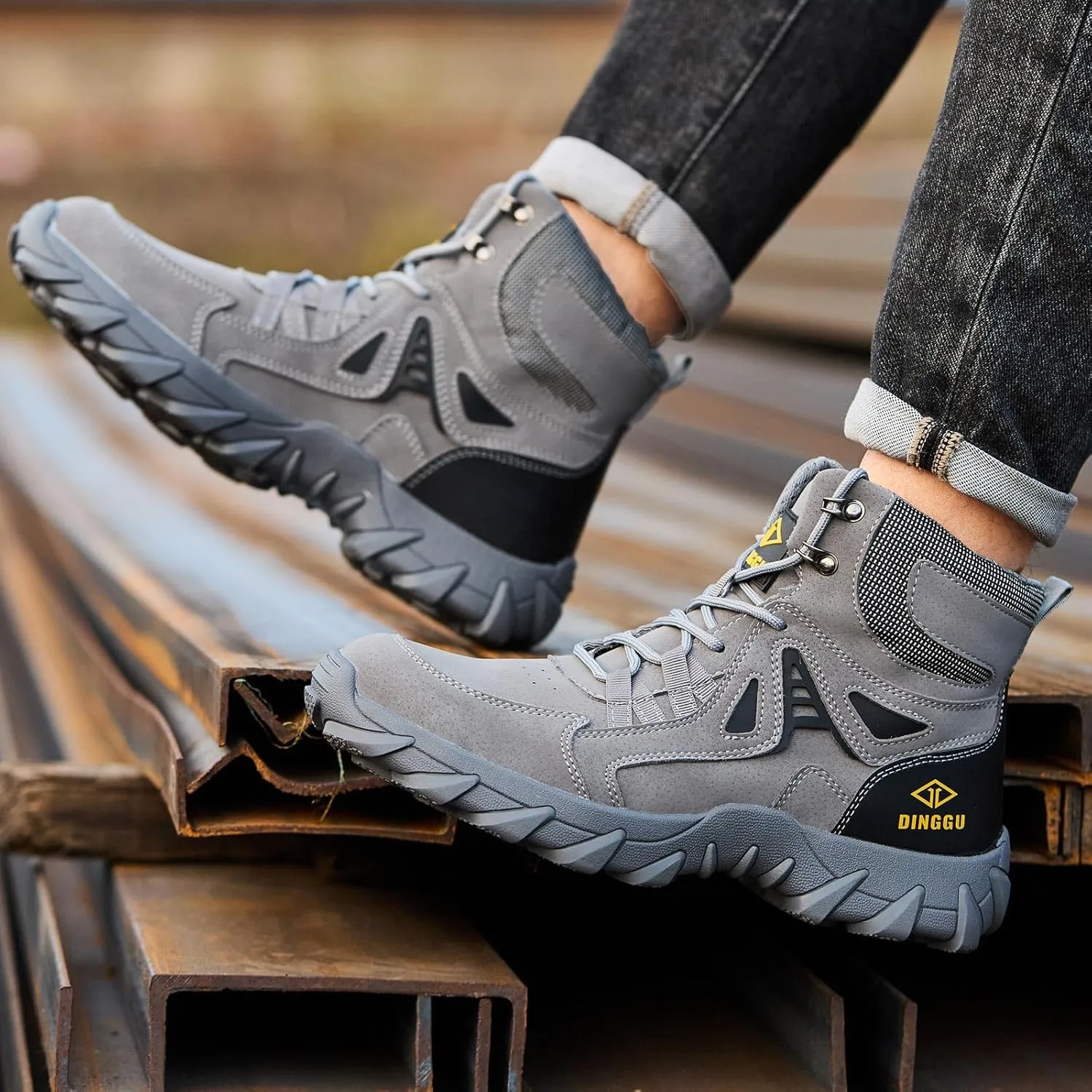Steel Toe Boots for Men Safety Work Boots ComfortableIndestructible Industrial & Construction Shoes Mens Composite Toe Boots