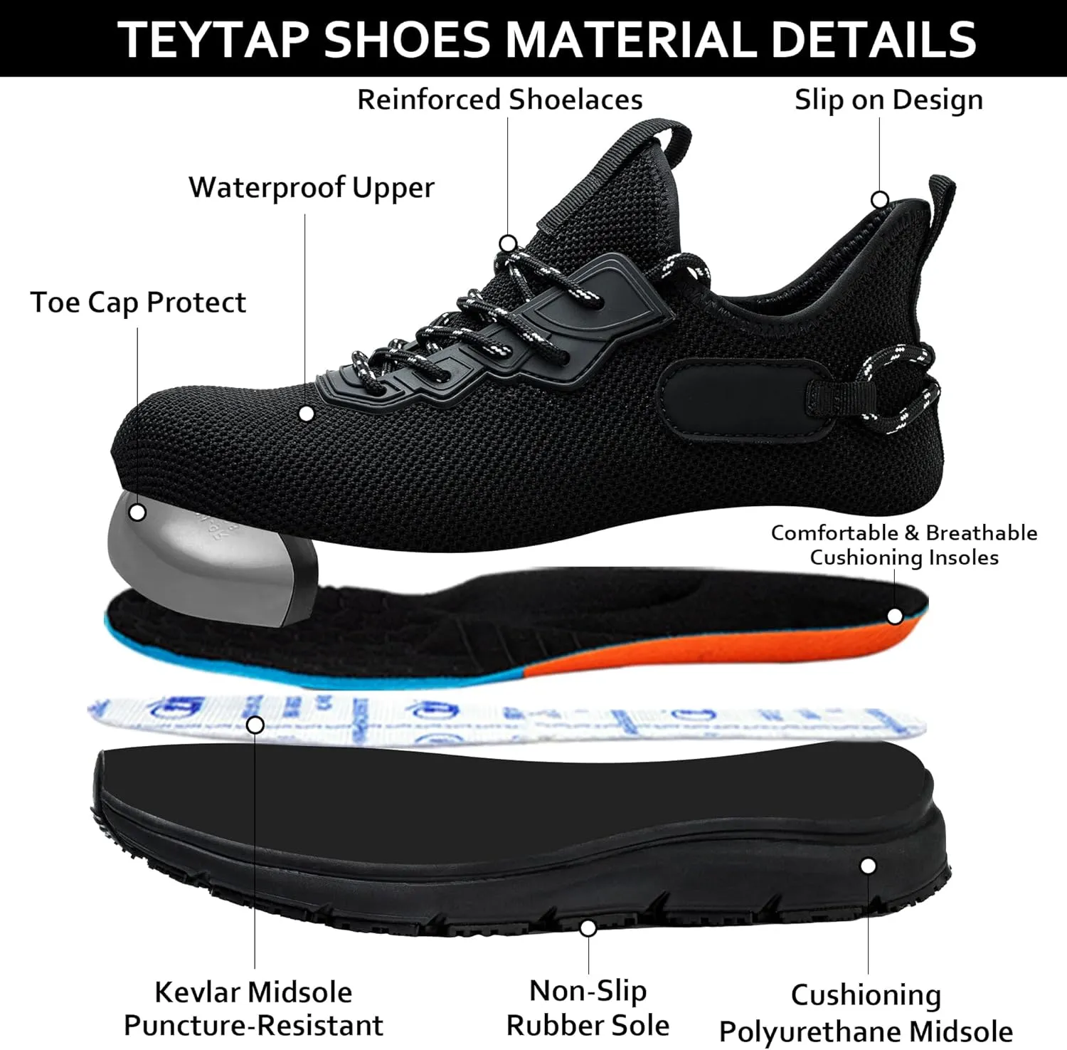 Steel Toe Shoes for Men WomenNon Slip Waterproof Work Safety Sneakers