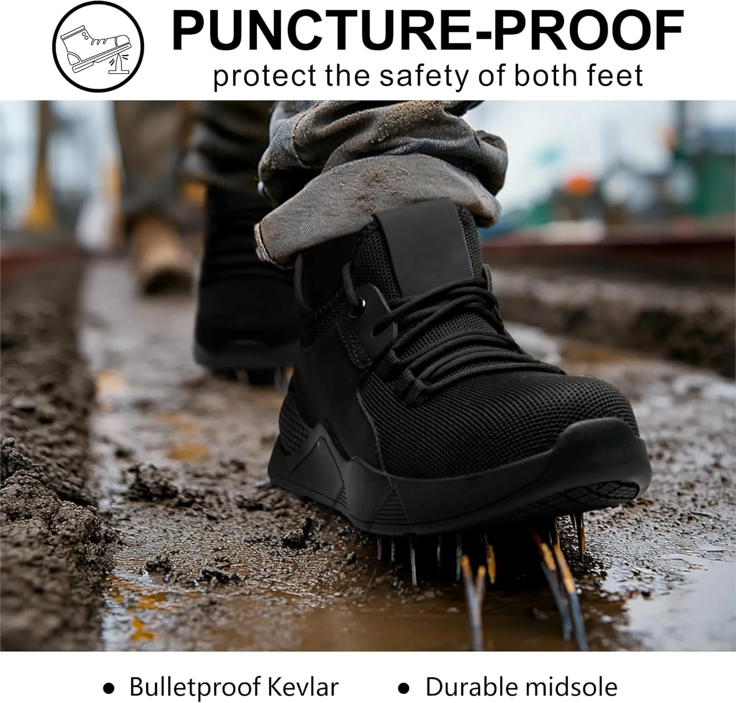 Steel Toe Work Shoes for Men WomenNon Slip Waterproof Safety Sneakers