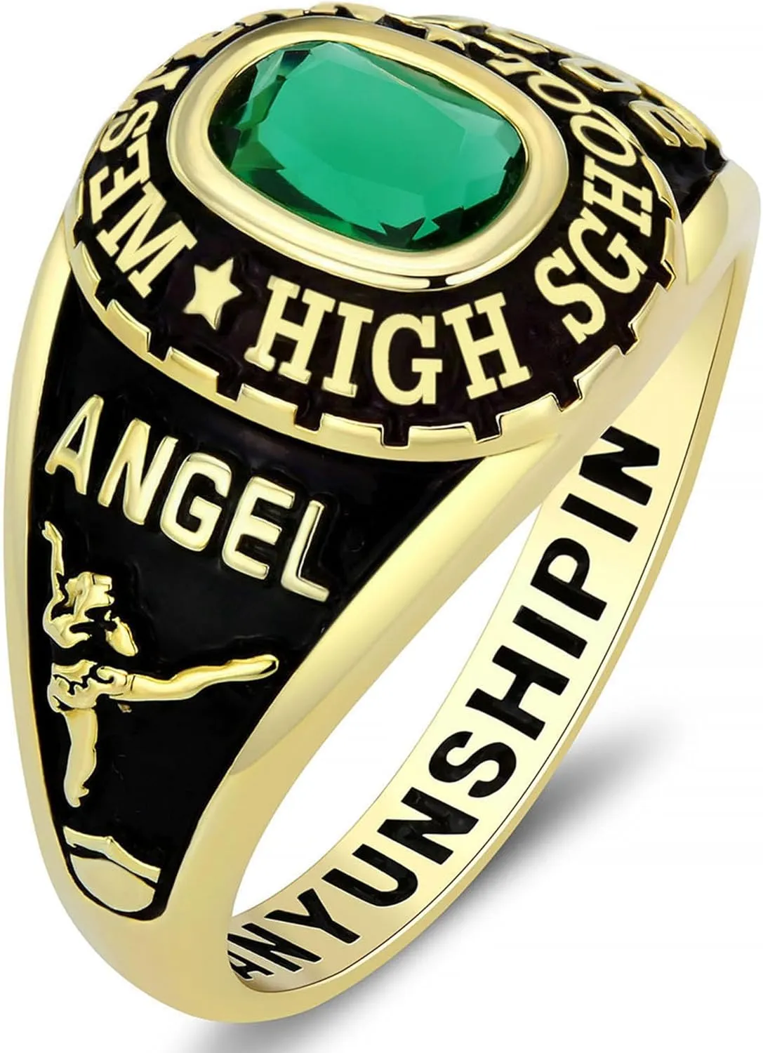 Sterling Silver Class Rings Personalized Custom Rings Class Rings for Women High School Birthstone Rings Graduation Rings Size 5-15 College Rings for Women