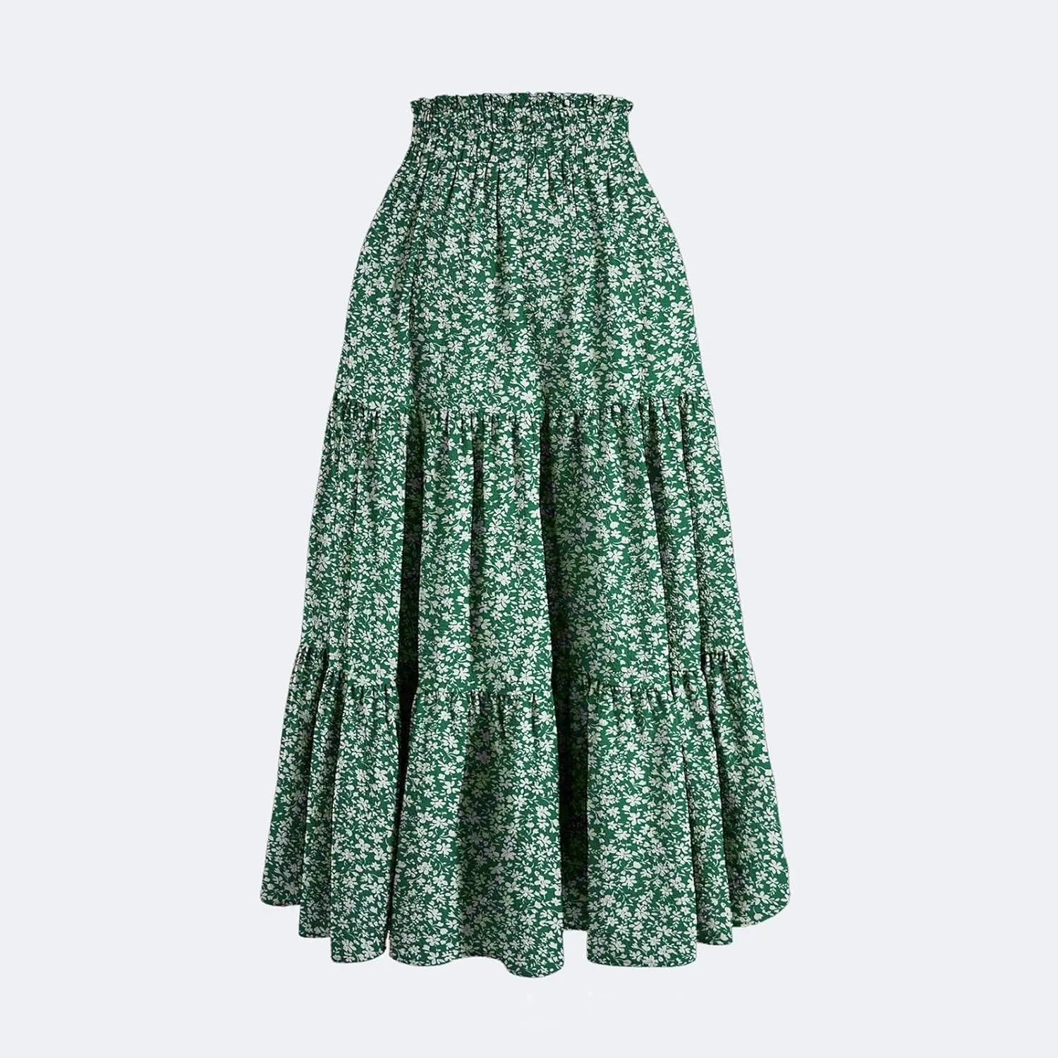 Summer Skirts for Women 2025 Floral Skirts Tiered Maxi Skirt A Line Elastic High Waisted Tie Front Ruffle Hem Skorts