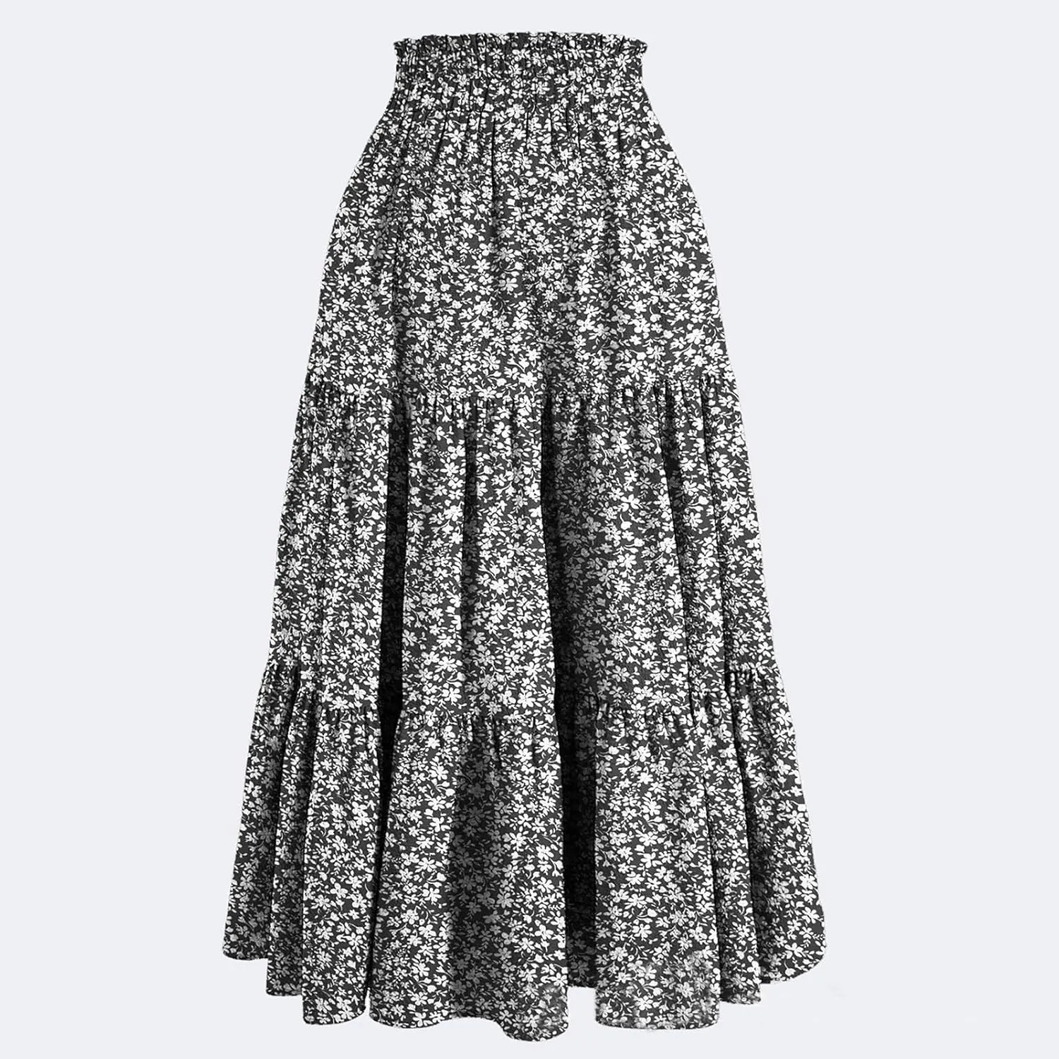 Summer Skirts for Women 2025 Floral Skirts Tiered Maxi Skirt A Line Elastic High Waisted Tie Front Ruffle Hem Skorts