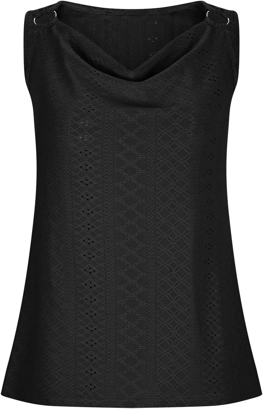 Summer Tank Tops for Women Loose Fit V Neck Sleeveless Tops Flowy Blouse Off The Shoulders Metal Buckle Basic Shirts