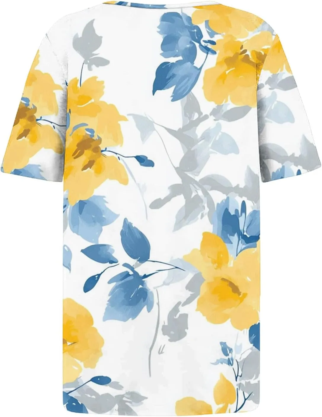 Summer Tops for Women 2025 Trendy Short Sleeve Shirt Boho Floral Tshirt Pleated Front Button Square Neck Tunic Blouse