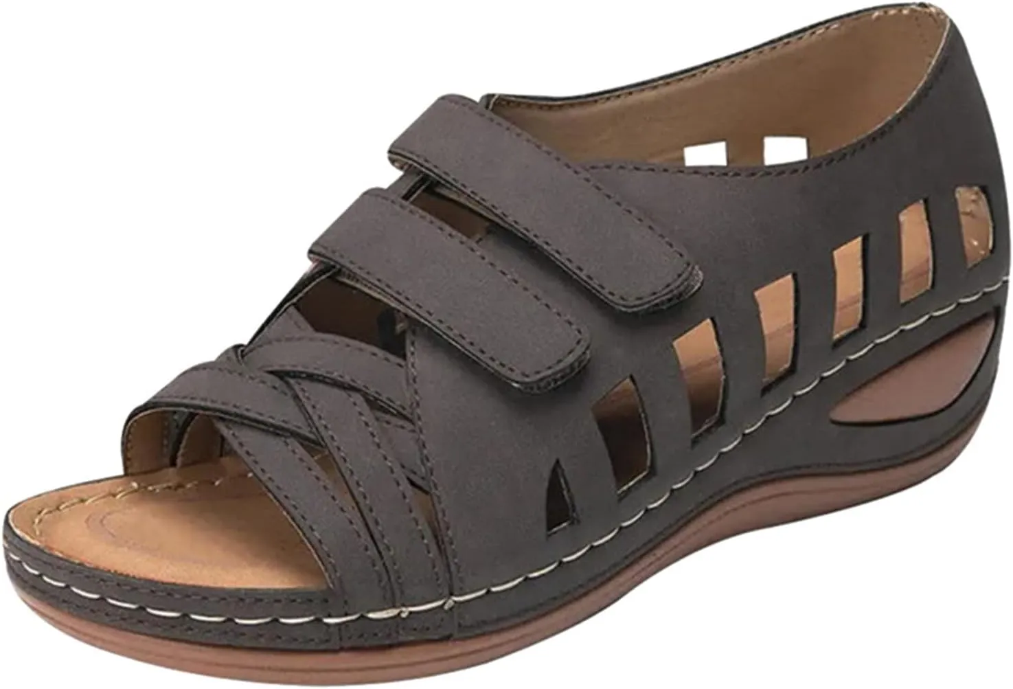 Summer Wedge Sandals for Women Arch Support Orthopedic Platform Hollow Out Open Toe Sandals Comfort Retro Roman Shoes